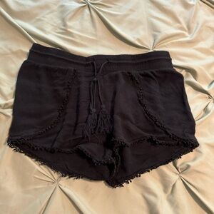 No Boundaries Black Tassel Trim Shorts